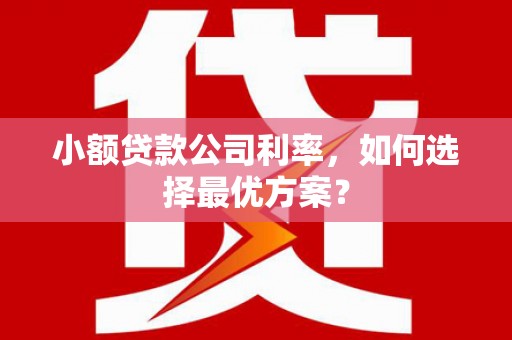 古冶小额贷款公司利率，如何选择最优方案？